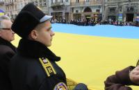 Сьогодні на площі Ринок у Львові курсанти нашого Університету спільно заспівали Гімн України
